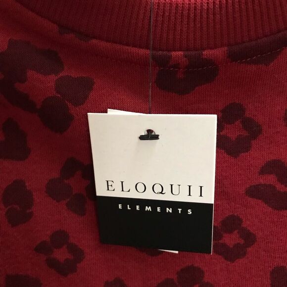 ELOQUII Elements Puff Sleeve Leopard Print Sweatshirt Dress red 14 16 NWT - Picture 8 of 10
